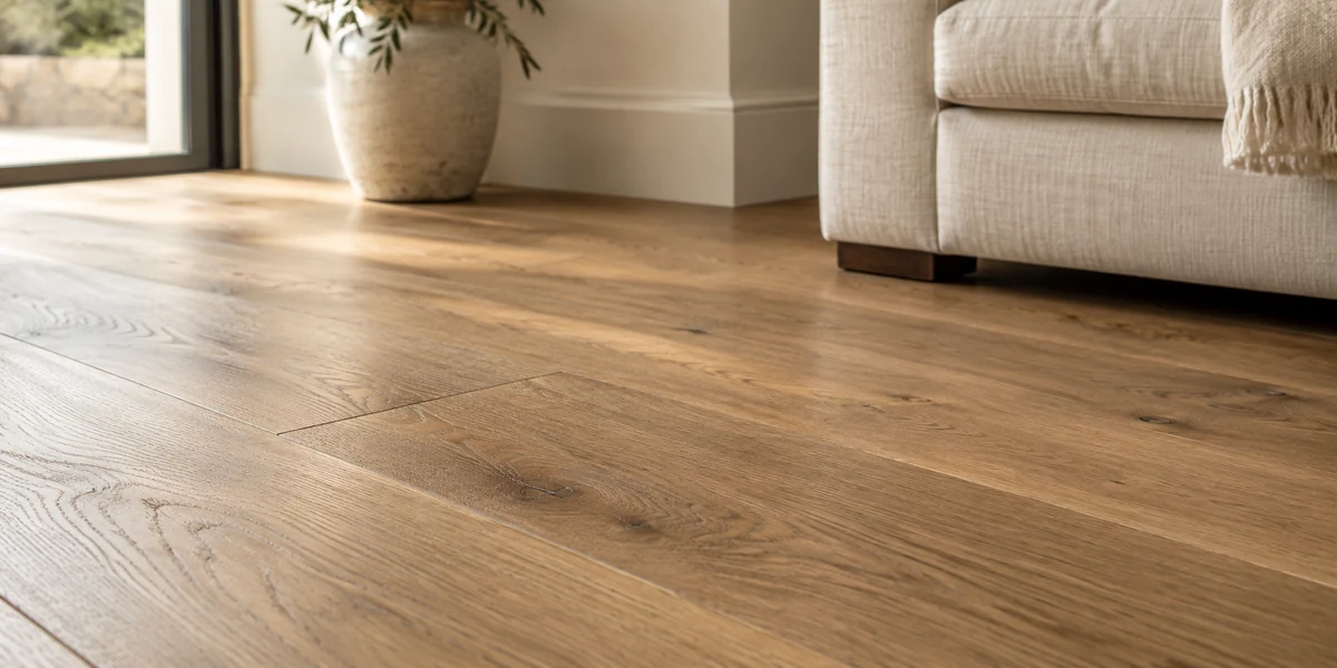 Natural oak hardwood flooring with visible wood grain